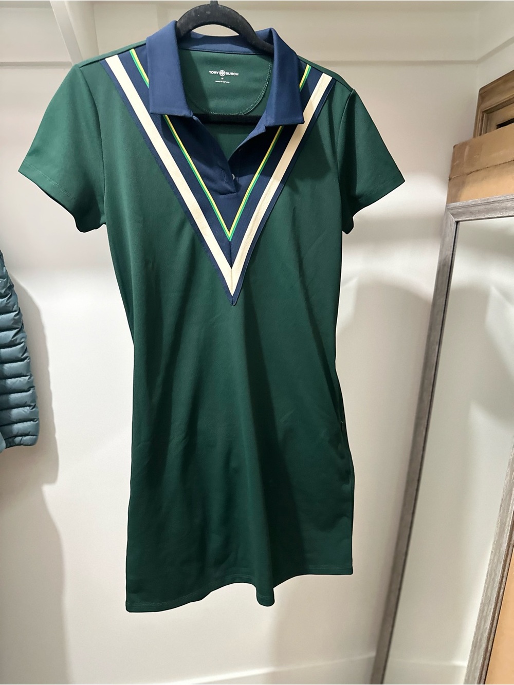 Tory Burch Sport Chevron Polo Dress in Conifer Green
